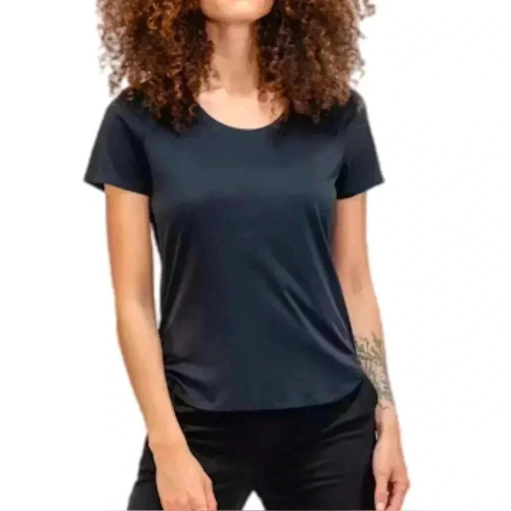 NWT Ministry of Supply Women's Luxe Touch Tee Shirt Black Comfort Stretch XS/S